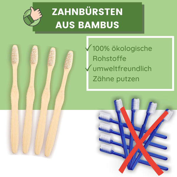 PandaBaw® 4 Stück Zahnbürste aus Bambus - PandaBaw wiederverwendbar waschbar umweltfreundllich nachhaltig geschenk