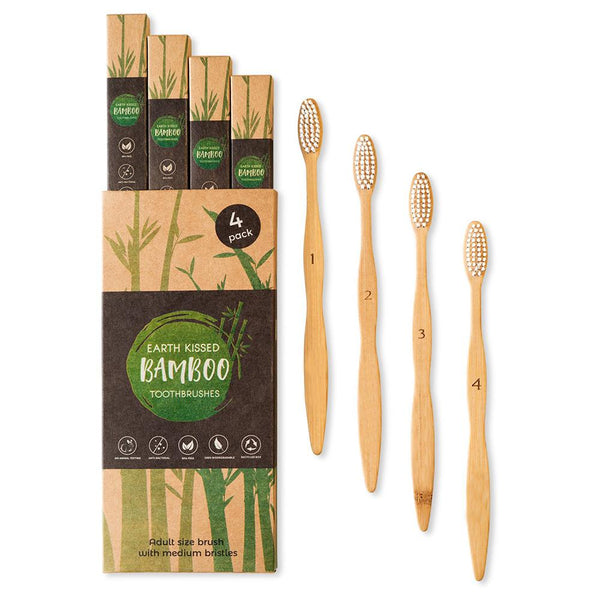 PandaBaw® 4 Stück Zahnbürste aus Bambus - PandaBaw wiederverwendbar waschbar umweltfreundllich nachhaltig geschenk